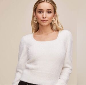 Astr Soft Cream Square Neck Sweater